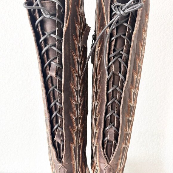 Lane Boots Over The Knee Corset Lexington- Cognac - Picture 12 of 15